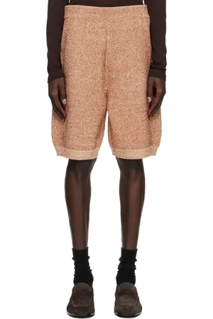 DRIES VAN NOTEN Brown Metallic Knit Shorts