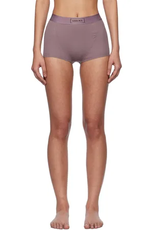 VERSACE Purple 90s Vintage Logo Ribbed Boy Shorts