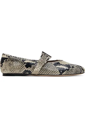 PARIS TEXAS Black & White Sveva Buckle Ballerina Flats