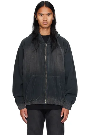 We11 Done Gray Washed Zip Up Hoodie