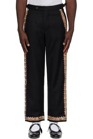 BODE Black Regal Scallop Trousers