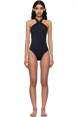 VERSACE Black Gianni Ribbon One-Piece Swimsuit
