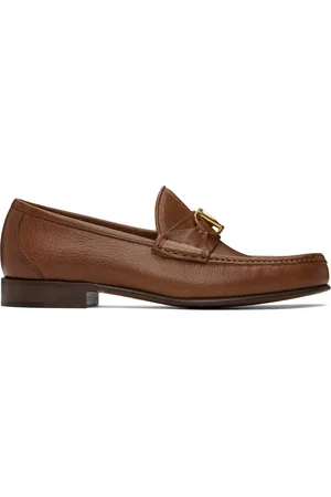 VALENTINO GARAVANI Brown VLogo Signature Buffalo Loafers