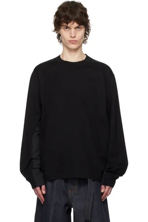SACAI Black Cotton Jersey Long Sleeve T-shirt