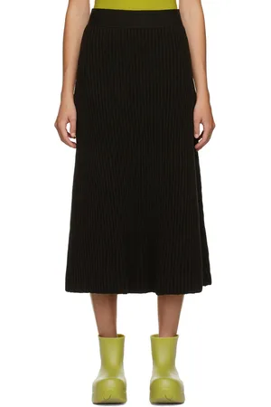 Bottega Veneta Brown Rib Distorted Mid-Length Skirt