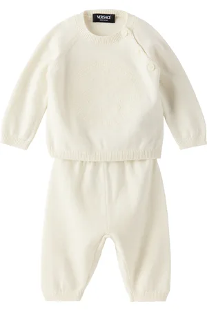 VERSACE Baby Off-White Embroidered Medusa Sweater & Lounge Pants Set