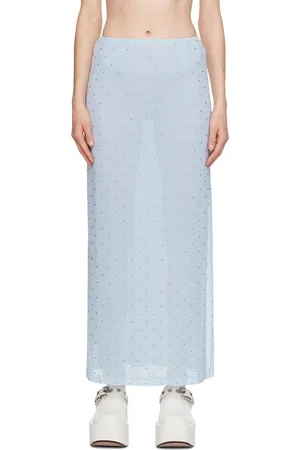Anna Sui Blue Rhinestone Maxi Skirt