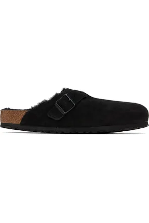 Birkenstock Black Regular Boston Shearling Suede Slip-on Loafers