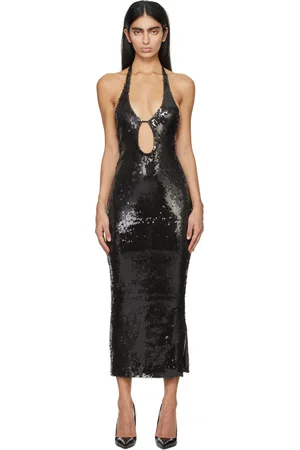 16Arlington Black Sola Midi Dress