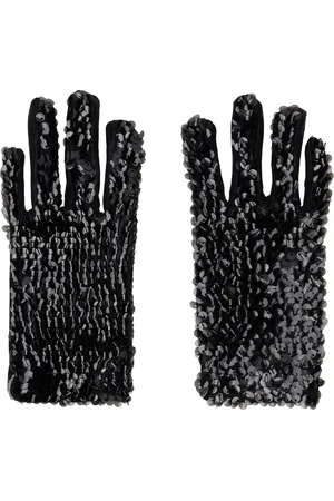 Anna Sui Black Short Sequin Gloves