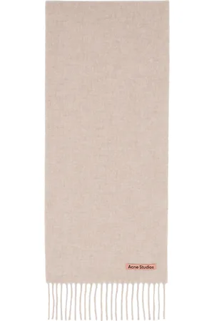 Acne Studios Beige Skinny Fringe Wool Scarf