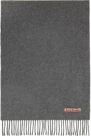 Acne Studios Gray Narrow Fringe Wool Scarf