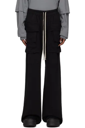 Rick Owens Black Porterville Creatch Wide Drawstring Cargo Pants