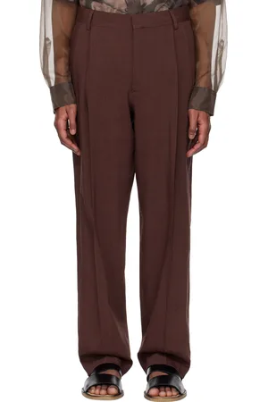 DRIES VAN NOTEN Burgundy Creased Trousers
