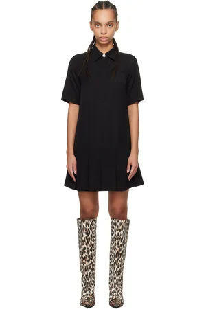 Ganni Black Viscose Twill Minidress