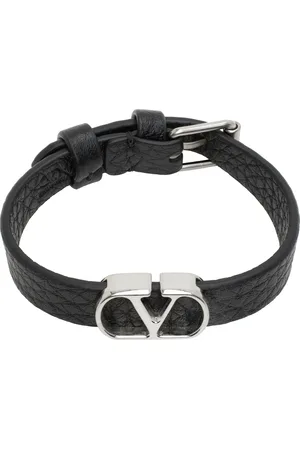 VALENTINO GARAVANI Black VLogo Signature Grainy Calfskin Bracelet