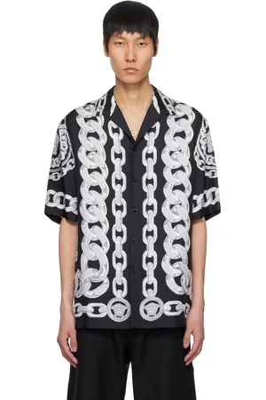 VERSACE Black Medusa Chains Silk Shirt