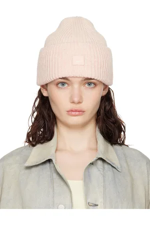 Acne Studios Pink Small Face Logo Beanie