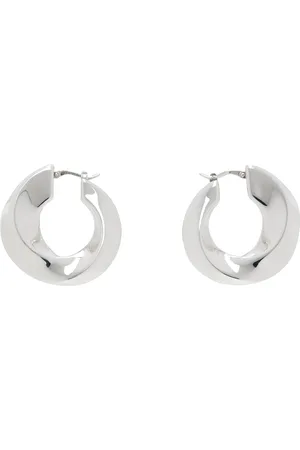Bottega Veneta Silver Twist Hoop Earrings