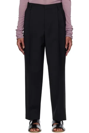 DRIES VAN NOTEN Black Wool Twill Trousers