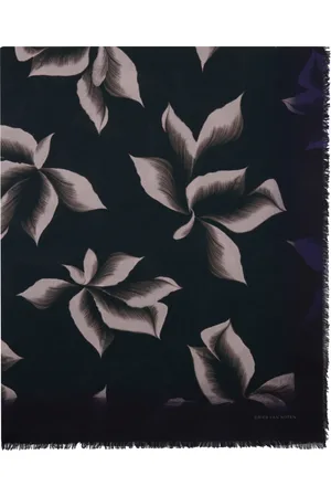 DRIES VAN NOTEN Navy Printed Cotton Scarf
