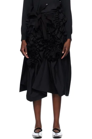 Comme des Garçons Black Yarn Dyed Wool Polyester Tropical Midi Skirt