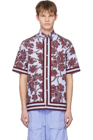 DRIES VAN NOTEN Blue & Burgundy Floral Shirt