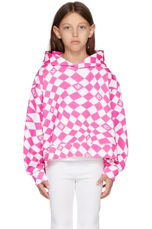 Maison Margiela Kids Pink & White Check Hoodie