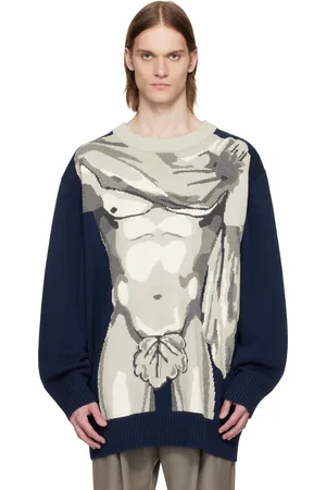Charles Jeffrey Loverboy Navy & Gray Sexy Bust Sweater