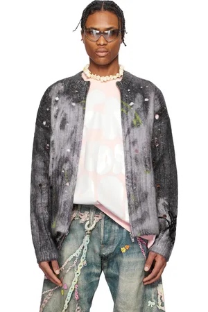 Acne Studios Gray Printed Knit Cardigan