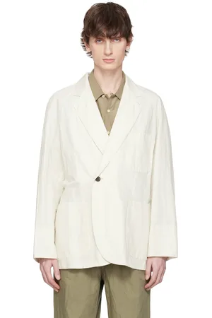 Document Off-White Washed Cotton Double Breasted Blazer