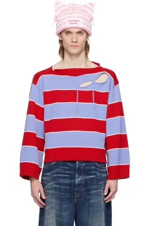 Charles Jeffrey Loverboy Red & Blue Slash Stripe Sweater