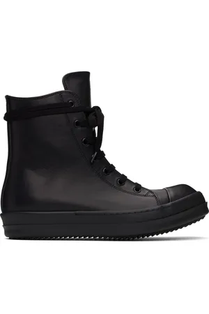 Rick Owens Black Hollywood Leather Sneakers