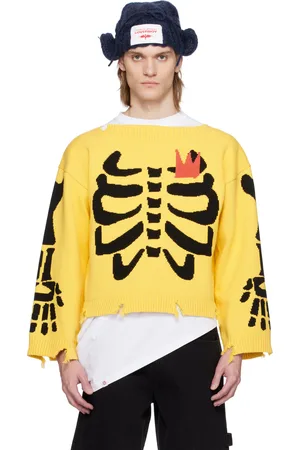 Charles Jeffrey Loverboy Yellow Graphic Slash Sweater