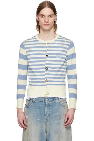 Charles Jeffrey Loverboy Off-White & Blue Button Down Cardigan