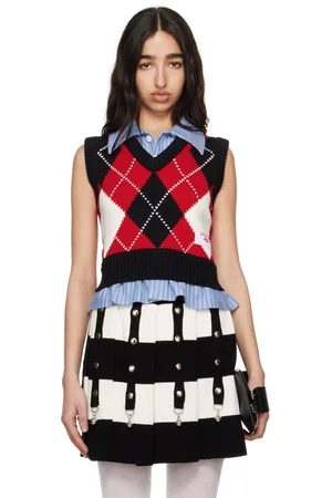 Charles Jeffrey Loverboy Red & Black Smart Cropped Vest