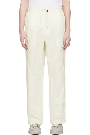 Document Off-White Cotton Metal Tucked Trousers