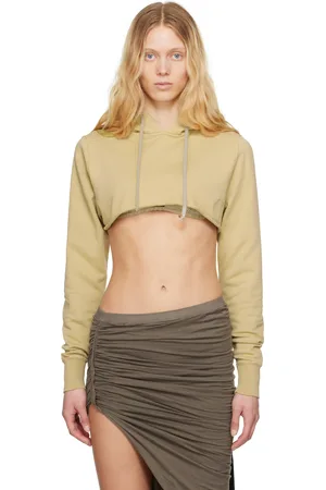 Rick Owens Beige Hollywood Cropped Hoodie