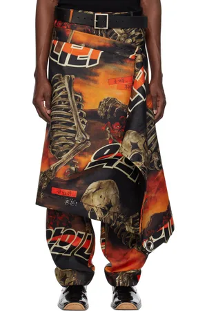 LU’U DAN Black & Orange Bendera Wrap Skirt