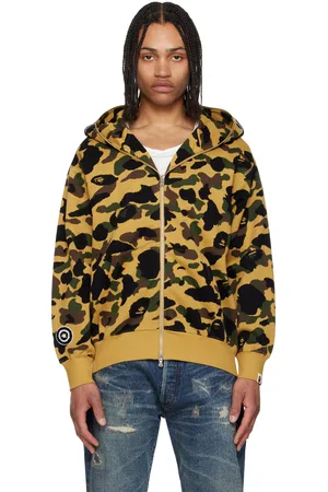 BAPE Yellow 1st Camo Jacquard Shark Full Zip Hoodie