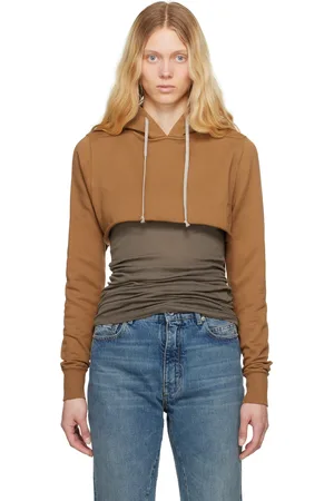 Rick Owens Orange Hollywood Cropped Hoodie