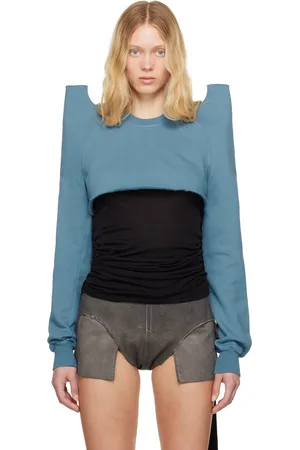Rick Owens Blue Hollywood Cropped Tecsweat Sweatshirt