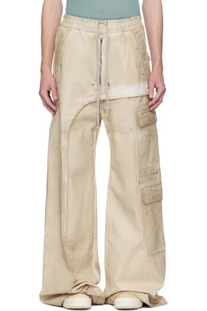 Rick Owens Beige Hollywood Imbalanced Double Cargo Jumbo Belas Denim Pants