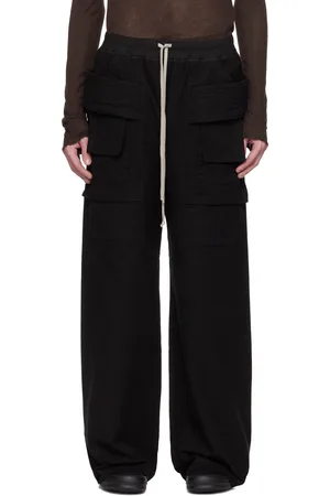 Rick Owens Black Hollywood Creatch Wide Drawstring Cargo Pants