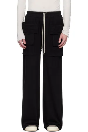 Rick Owens Black Hollywood Creatch Wide Drawstring Cargo Pants