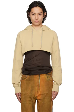 Rick Owens Beige Hollywood Cropped Hoodie