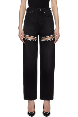 AREA Crystal Slit Jeans