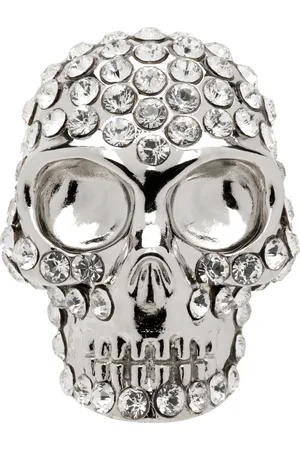 Alexander McQueen Silver Pave Skull Single Stud Earring