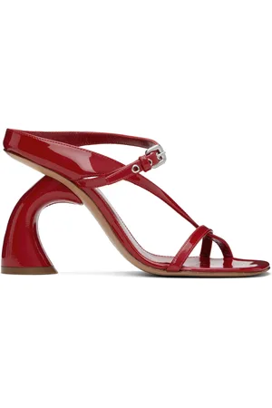 DRIES VAN NOTEN Red Strappy Sculptural Heeled Sandals