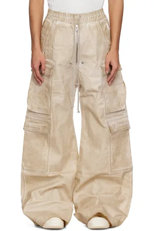 Rick Owens Beige Hollywood Double Cargo Jumbo Belas Denim Pants